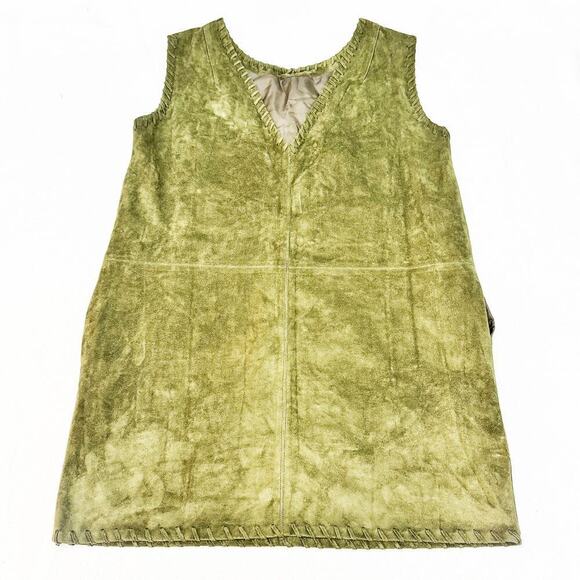 ASTR Velvet Olive Green Sleeveless Faux Suede V-Neck Dress Size L - Picture 1 of 7